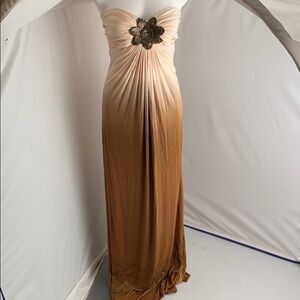 Sky Kachique multicolor ombre cream tan brown grommeted maxi dress  M